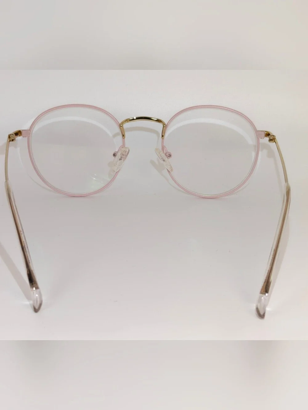 Wistful. Women's Pink Gold Round Metal Frame Glasses.
